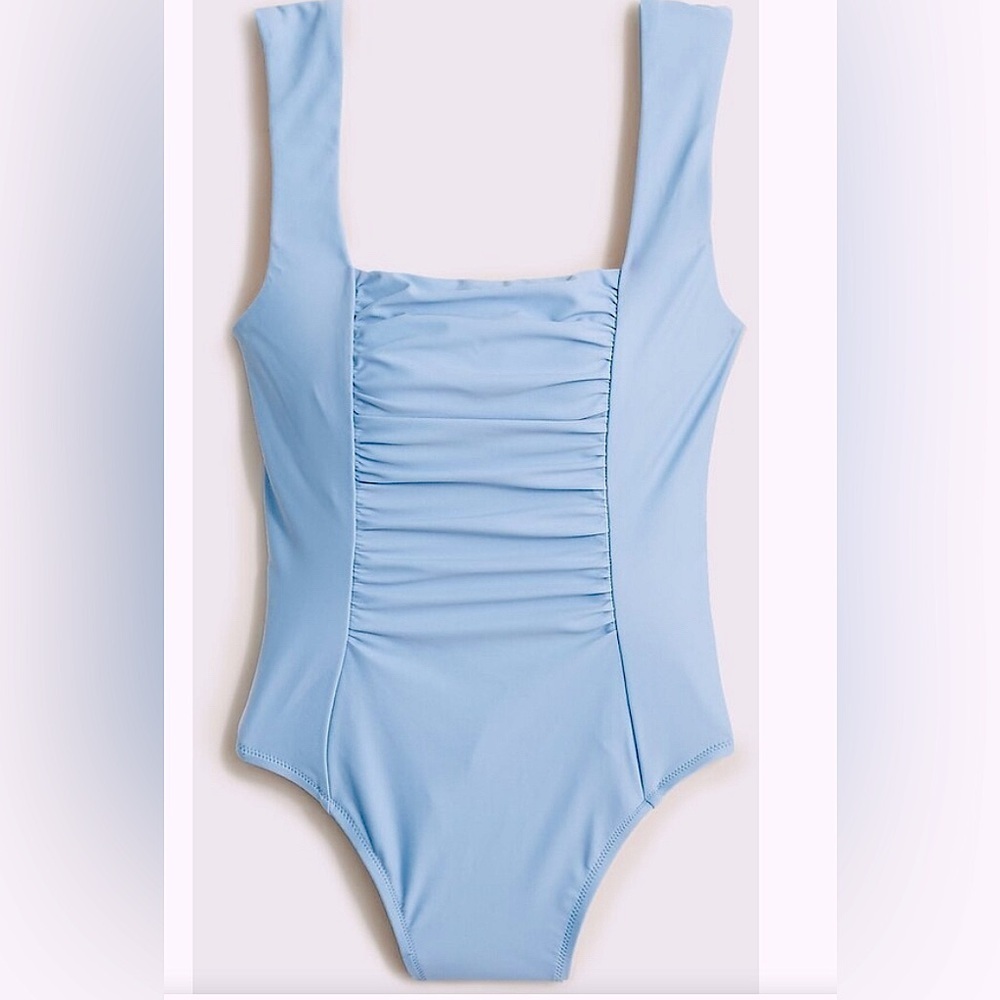 J. Crew Ruched squareneck one-piece swim suit Ladies size 22 Light Blue